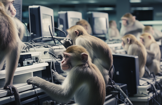 Auch in der IT gilt: Wer Peanuts bezahlt, bekommt nur Affen als Mitarbeitende (Midjourney/jg)