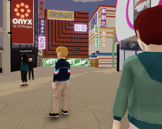 JP Morgen mit seiner virtuellen 3D-Onyx Lounge im Decentraland. (Decentraland)
