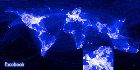 Visualisierung der weltweiten Vernetzung von Facebook-Kontakten: Dank Timeline ein ungeheures Archiv an Lebensdaten - und Reservoir fr Geschftsmodelle (Bild: Facebook)