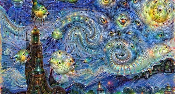 Der Google Deepdream Generator https://deepdreamgenerator.com macht das, was Maler tun: Er erzeugt kreative Bilder. (Bild: Google)