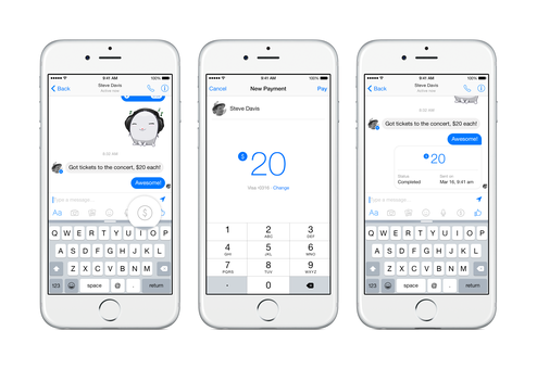 Neues Feature im Facebook-Messenger: Geld an Kontakte berweisen (Bild: Facebook)