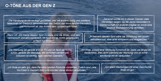 Aussagen der Generation Z bei der qualitativen Befragung zu Werbung und Konsum 2018. (Bild: M-Science/GroupM)
