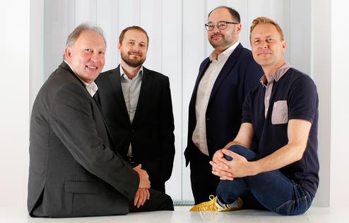 Von links: Rainer Miksch, Andreas Walde, Marc Schmitt &#38; Carsten Popp, Geschftsfhrer von Plan.Net Pulse (Bild: Plan.Net)