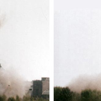 Sprengung des Gasometers der Henrichshtte (Ruhrstahl AG) in Hattingen 1994 (Stahlkocher)