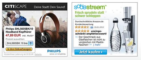 Ausgeknipst: Adblocker Plus lsst nicht jedes Banner durch (Bild: Amazon / Screenshot: iBusiness.de)